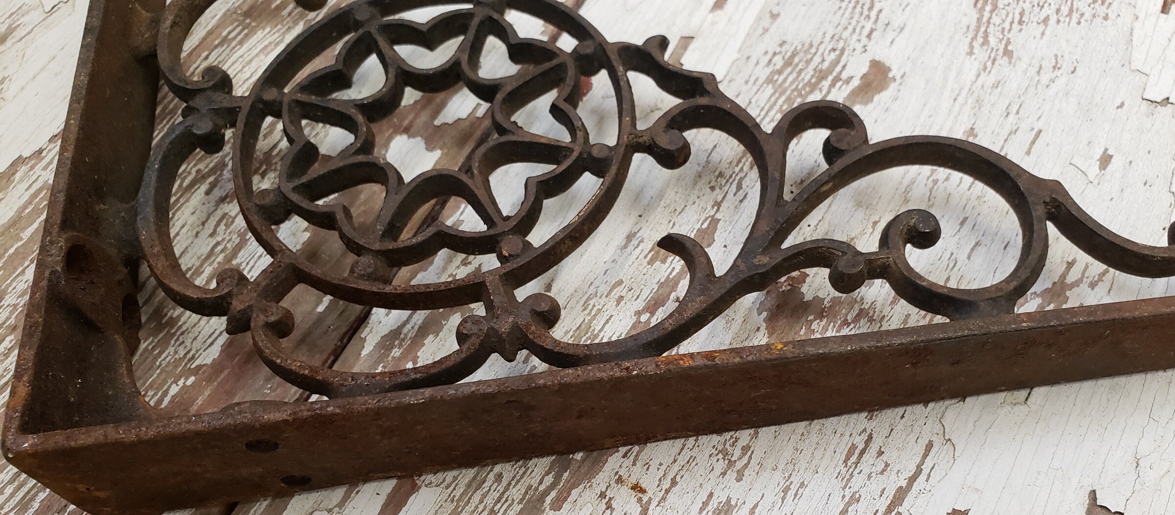 Vintage Rusty Metal Cobweb Bracket Farmhouse Shelf Bracket Etsy