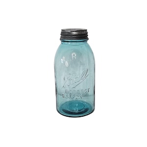 Vintage Blue Ball Perfect Mason #7 With Zinc Lid Canning Jar - Farmhouse Kitchen