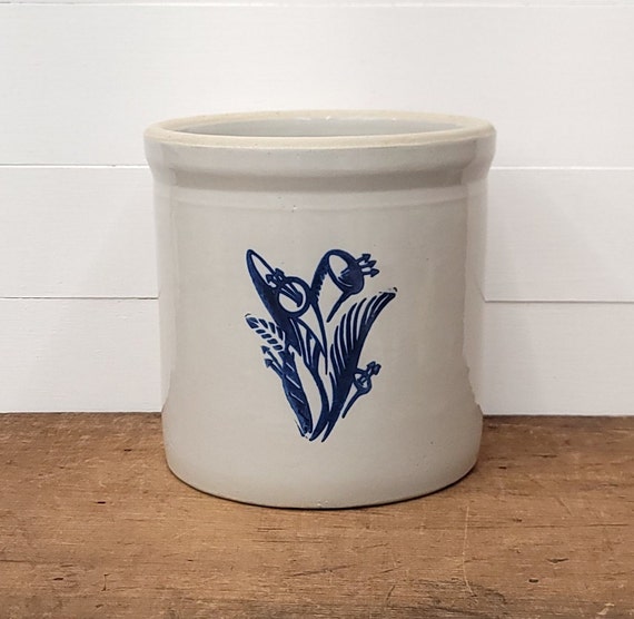 Vintage Western Cally Lily 2 Gallon Stoneware Crock Farmhouse Kitchen  Western Monmouth Illinois Crock Farmhouse Decor 