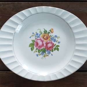 Vintage The Cronin China Co. Pink Roses Oval Serving Platter - Farmhouse Cottage