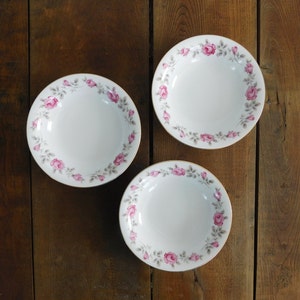 Vintage Nippon Toki Kaisha Pink Rosen Suppenschüsseln, 3er Set Schüsseln, Cottage, Rosa Rosen - Geschenk