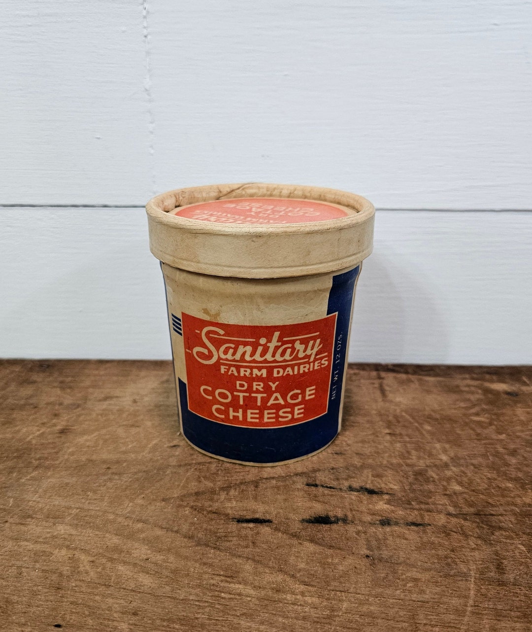 Vintage Sanitary Farm Dairies Dry Cottage Cheese Container Farmhouse