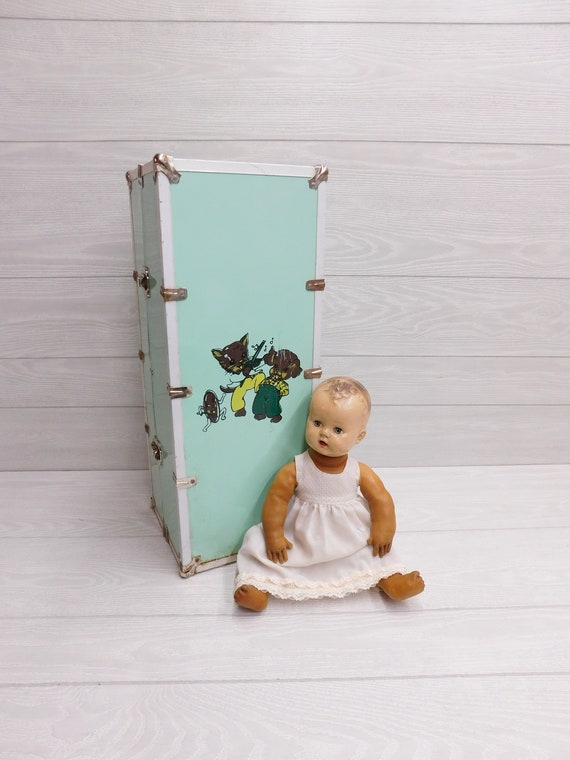 Vintage Doll Trunk Cat & the Fiddle Doll Storage Case Doll Clothes Storage  Suitcase Pretend Play 