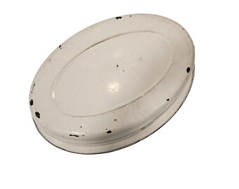 ヴィンテージ ホワイト＆ブルー エナメル ラージオーバル ウォッシュ