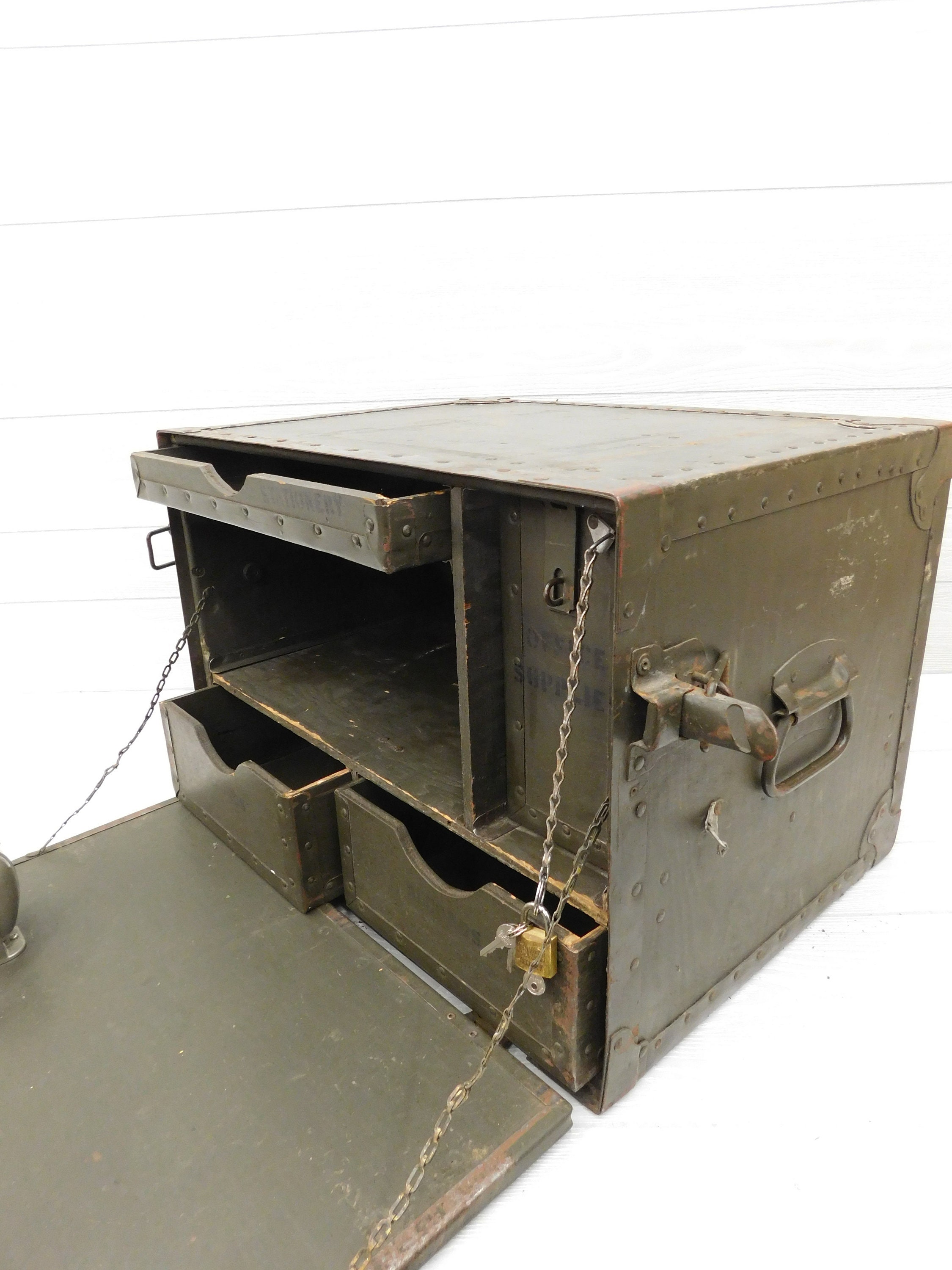 Vintage US Army Military Field Desk Trunk Military Travel Etsy