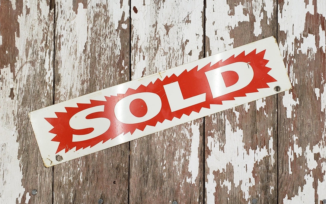 Vintage Metal Realtor SOLD Sign - Red and White Sold Sign - Mancave ...