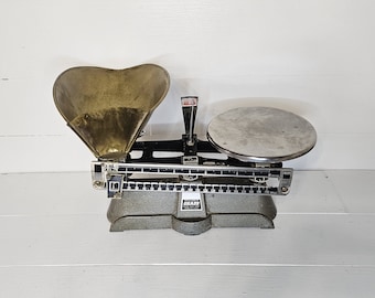 Vintage Ohaus Balance Scale With Brass Scoop Bowl - Industrial Scale