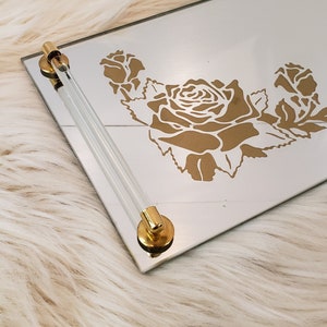 Vintage Gold Roses Mirrored Tray - Vanity Tray - Dresser Tray - Mid Century Tray - Bedroom Decor - Farmhouse Cottage
