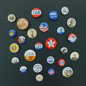 Vintage 1970's Reproduction Political Pinback Button Pins - Campaign Political Pins - Presidential Candidates Pins - Collectible Button Pins