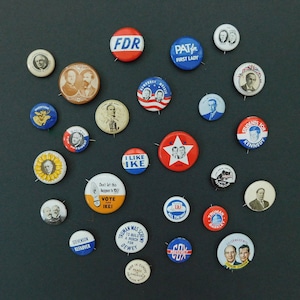 Vintage 1970&#39;s Reproduction Political Pinback Button Pins - Campaign Political Pins - Presidential Candidates Pins - Collectible Button Pins