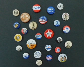 Vintage 1970's Reproduction Political Pinback Button Pins - Campaign Political Pins - Presidential Candidates Pins - Collectible Button Pins