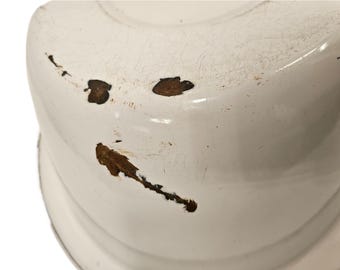 ヴィンテージ ホワイト＆ブルー エナメル ラージオーバル ウォッシュ