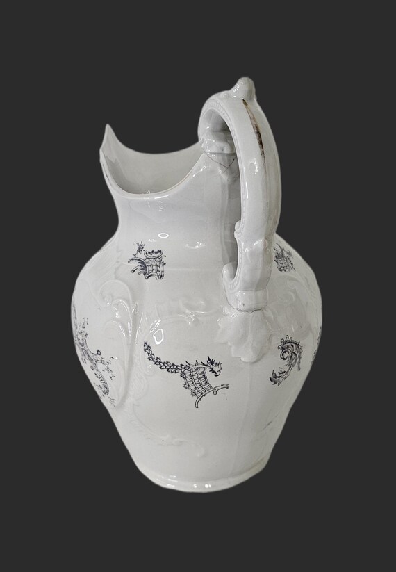 アンティーク ビクトリア朝 ワイオミング 磁器 白 グレー