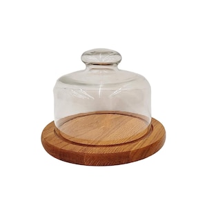 Vintage Glaskuppel und Holz Käsebrett - Cloche Glaskuppel - Käseplatte - Bauernhaus Cottage