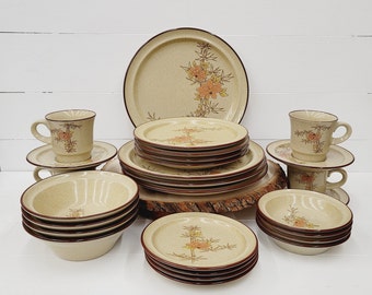 Vintage Noritake Rapport Stoneware Dinnerware Set - 28 Piece Dinnerware Set for 4