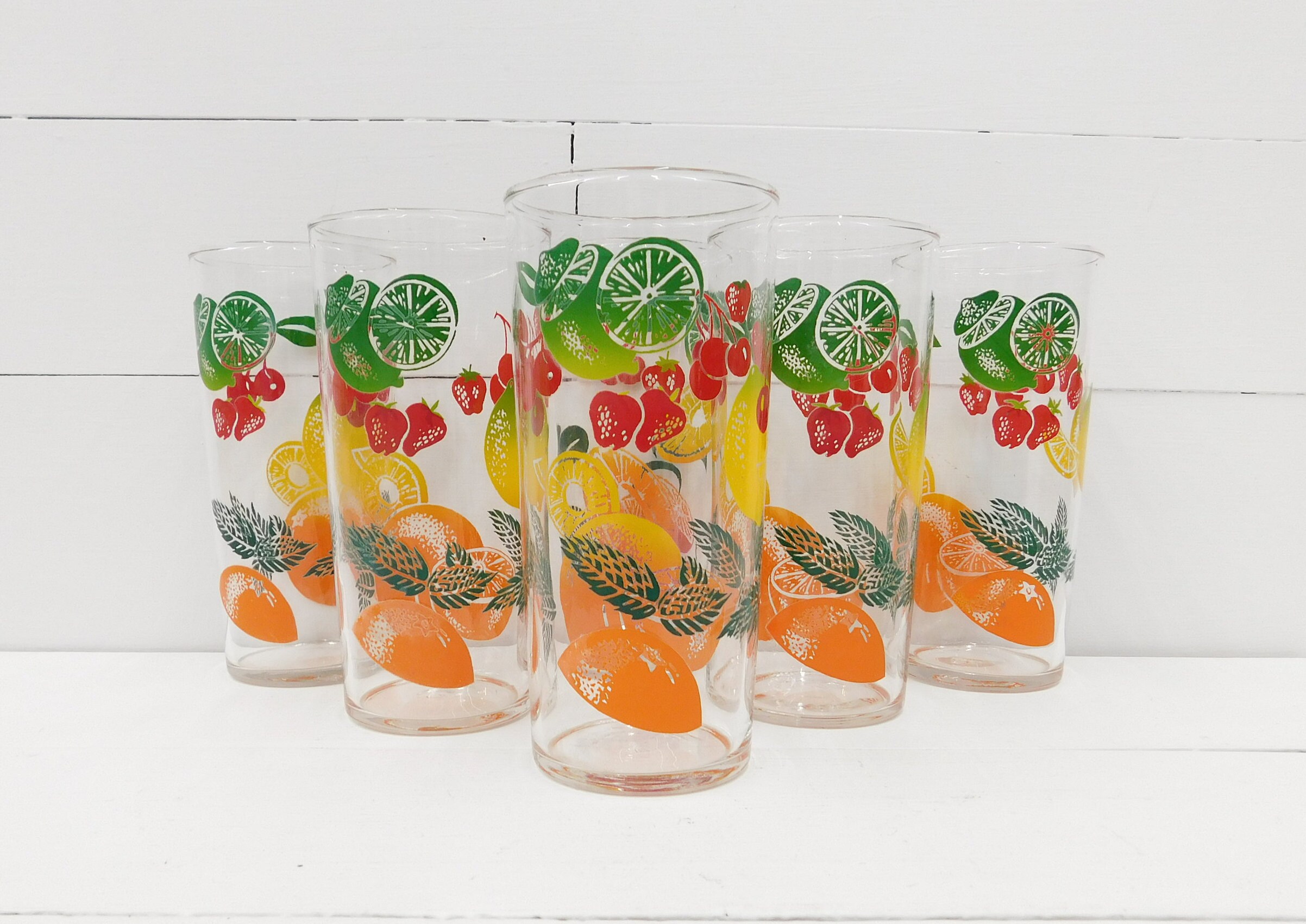 Vintage Federal Glass Fruit Pattern Drinking Glasses Fruit Etsy