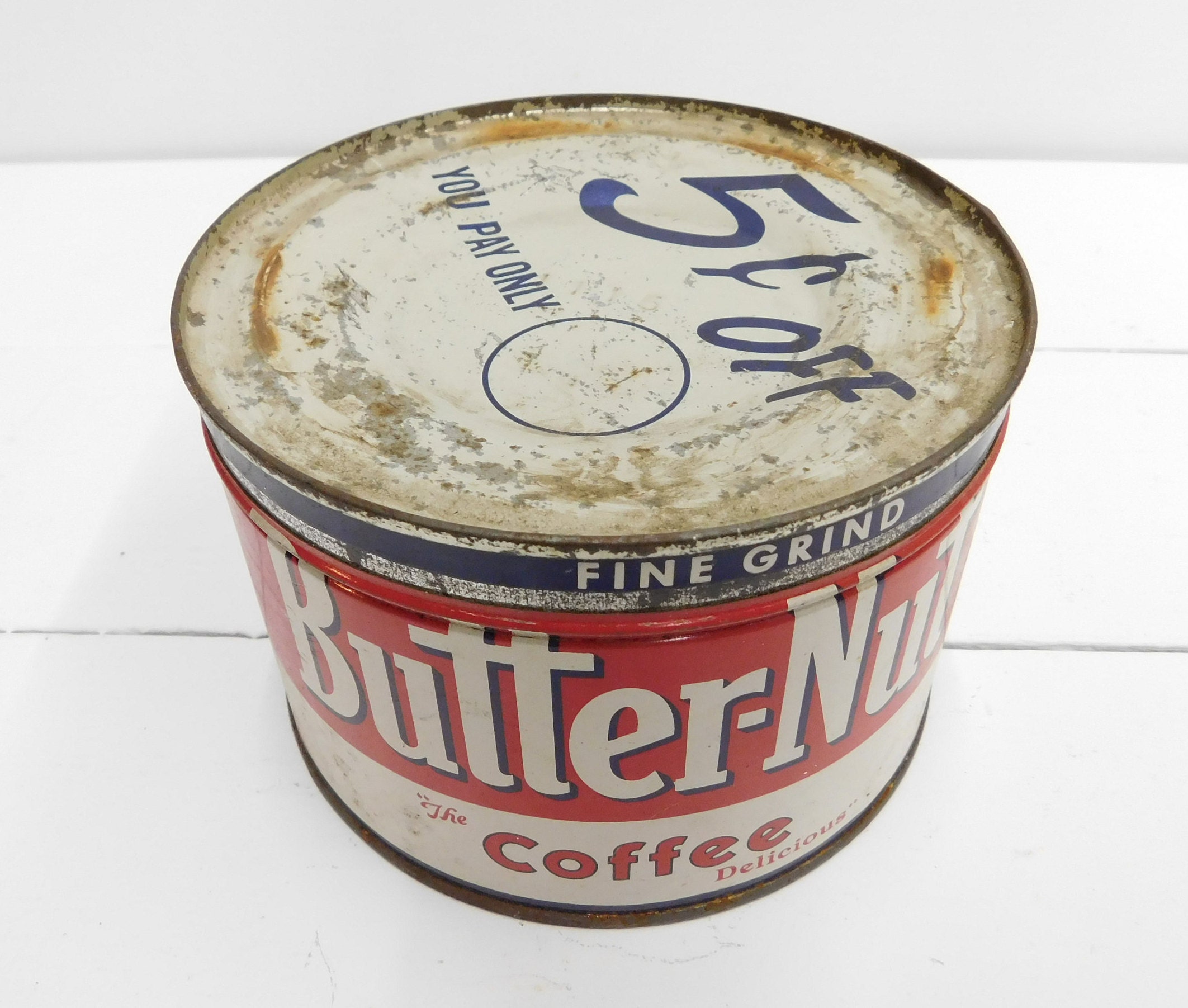 Vintage ButterNut Coffee Tin 1 Pound Coffee Tin Farm Etsy