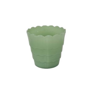 Vintage Green Jadeite Scalloped Fower Pot Panter Vase