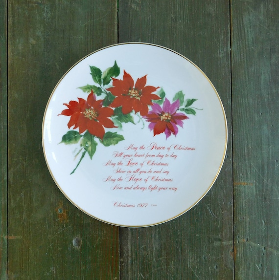 工芸品 100th anniversary of Christmas plate Vintage 1977 Christmas Plate, Christmas Poinsettia, Christmas