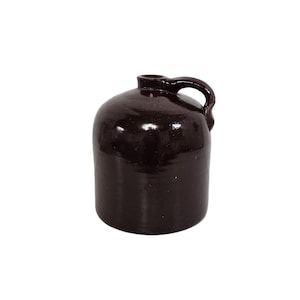 Vintage Brown Stoneware Whiskey Jug - Farmhouse Decor - Stoneware Handle Jug