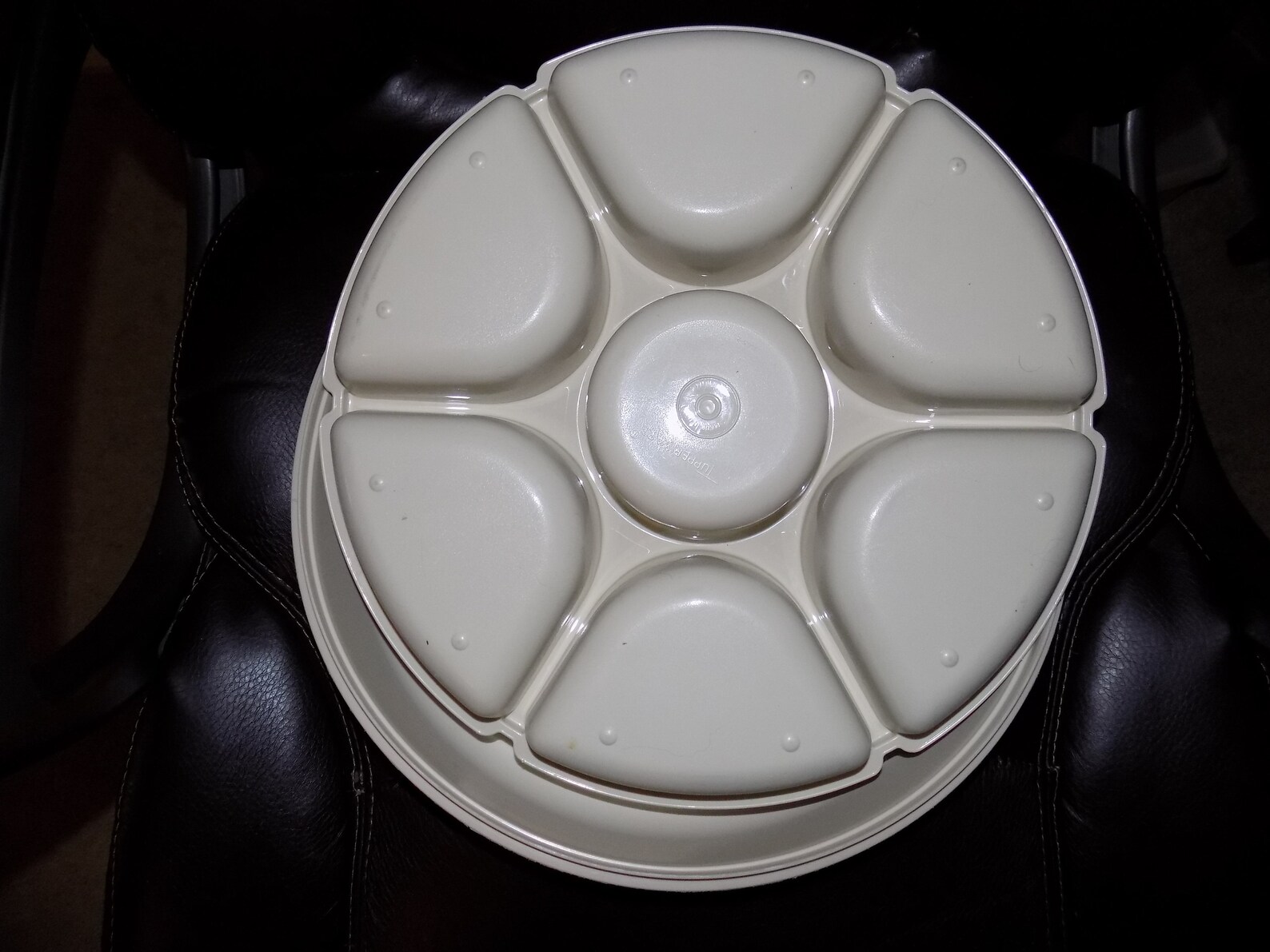 Vintage Tupperware Round Dip Chip Container 16662 Divided Etsy