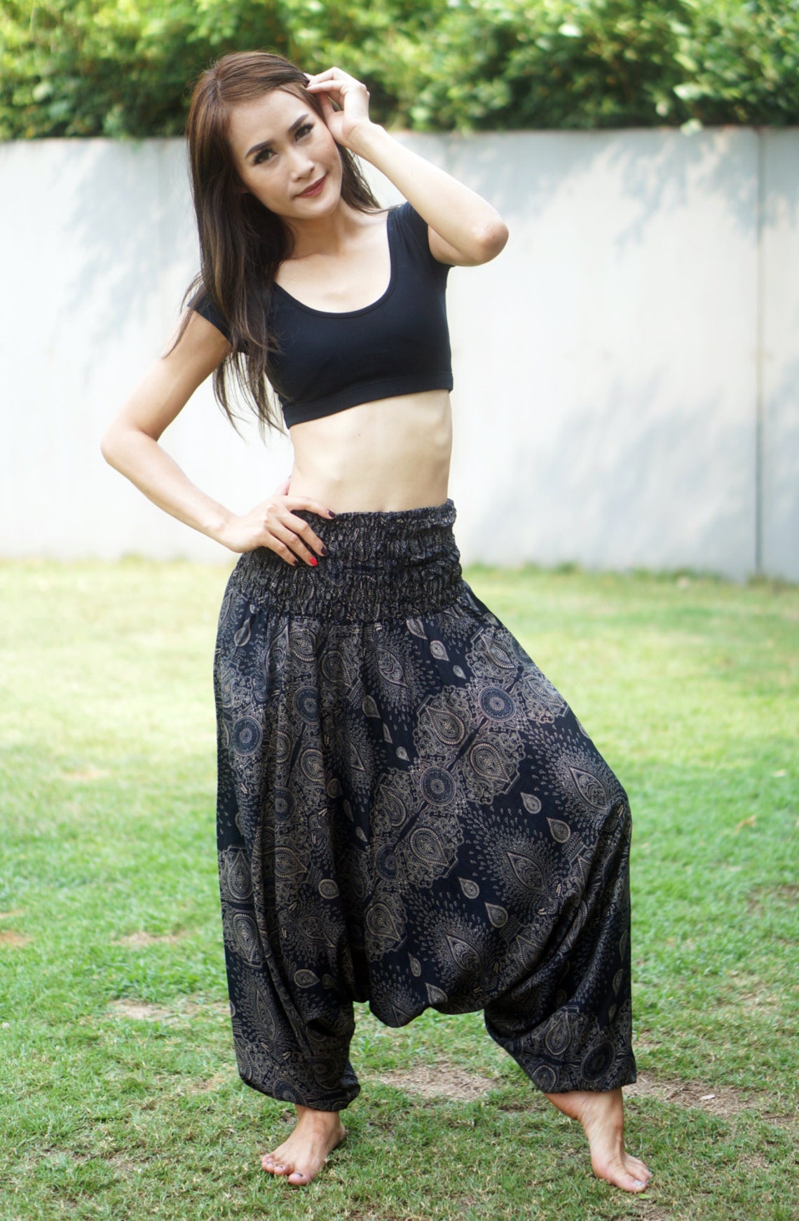 Plus size Black Harem Bellydance pantaloons Boho pants Dance | Etsy