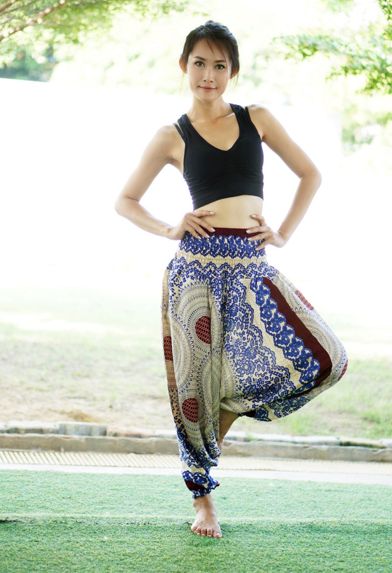 Elastic Waist Clothing Beach Women Baggy Casual Q5009 Boho Strenchy Pants Rayon Pants Harem Pants Thai Pants