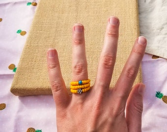 Yellow Seed Bead Ring Stack | Seed Bead Ring Stack