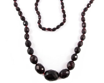 Vintage Faceted Bakelite Beaded Necklace - Cherry c. 1950's