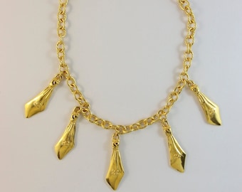 Chanel Vintage Gold Tone Necklace With 'CC Logo' Charms