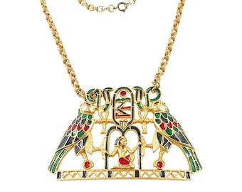 Vintage Signed &#39;Polcini&#39; Egyptian Motif Necklace - Originally owned by Ann Miller