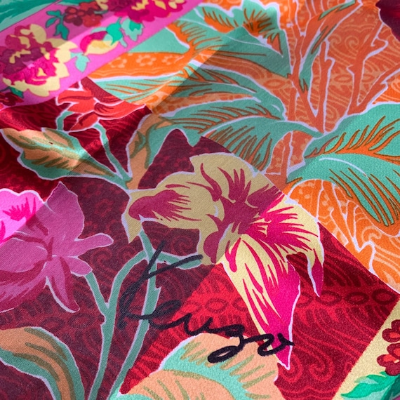 Vintage Kenzo Silk Scarf - Floral - image 2