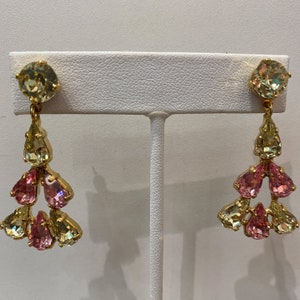 Harlequin Market Jonquil & Light Rose 3-Tiered Earrings (Pierced).