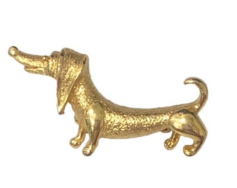 Spilla di cane salsiccia placcato oro vintage