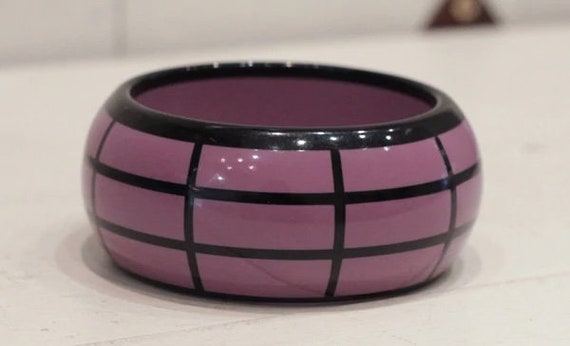 Vintage Rafia & Bossa Bangle - Purple and Black - Etsy