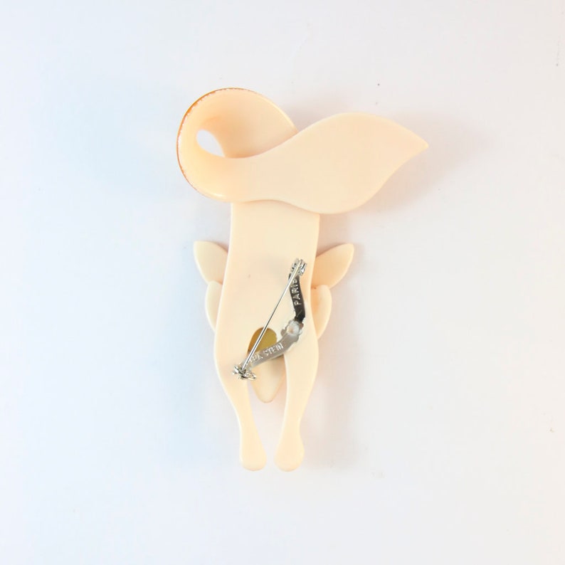 Lea Stein Famous Renard Fox Brooch Pin Snakeskin Yellow