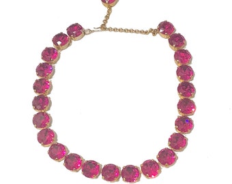 Collana Harlequin Market X-Large con accenti di cristallo austriaco - rosa fucsia