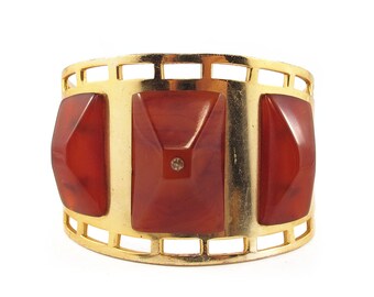 Vintage Bakelite and gold toned metal cuff c.1940&#39;s