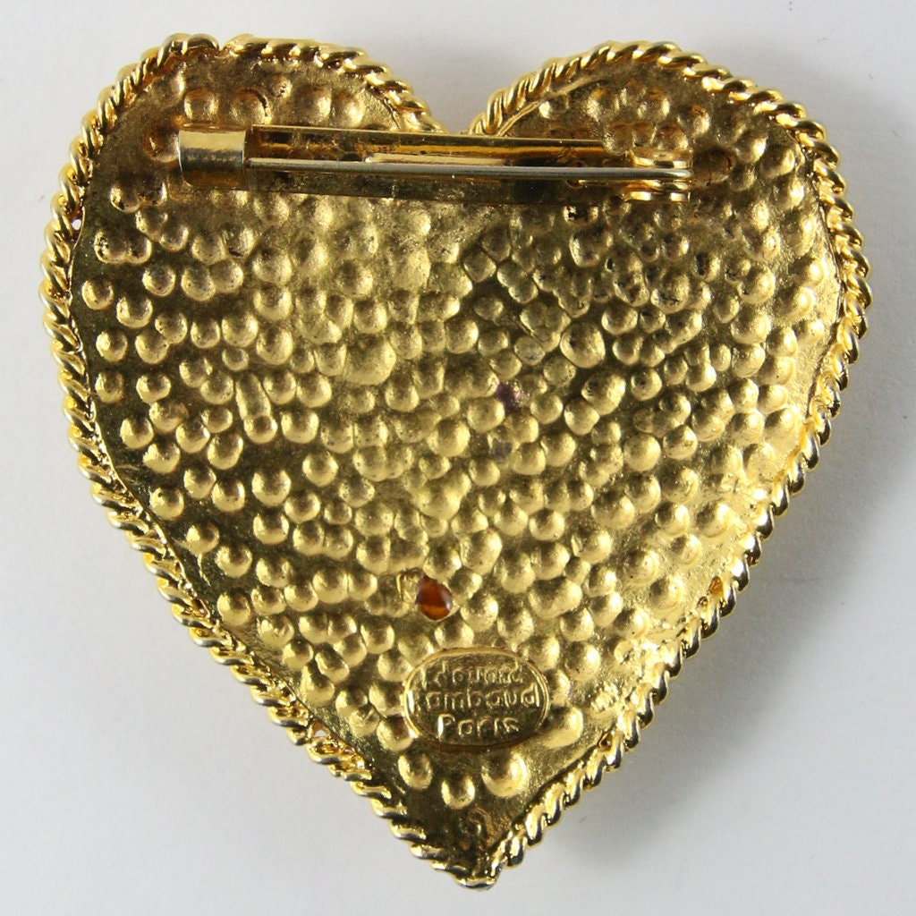 Vintage Signed 'edouard Rambaud Paris' Heart Shaped Brooch With
