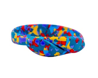 Signed Lea Stein Snake Bangle - Blue & Multi Colour