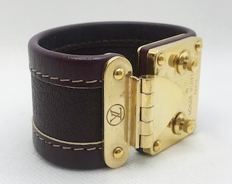 Signed Vintage Louis Vuitton Purple & Gold Clasp Cuff