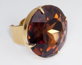 Harlequin Market Topaz Oostenrijkse kristallen ronde ring