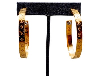 Lv hoop earrings etsy deals