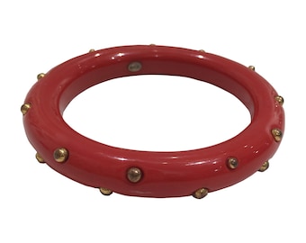 Signed Vintage Kenneth Jay Lane Studded Pink Bangle c.1980s