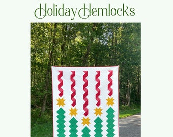 DIGITAL: Holiday Hemlocks Quilt PDF Pattern, Christmas Quilt Pattern, Modern Quilt Pattern