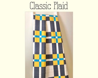 DIGITAL: Classic Plaid Quilt PDF Pattern, Modern Plaid Quilt Pattern, Beginner Quilt Pattern, Plaid Quilt Pattern for Beginners
