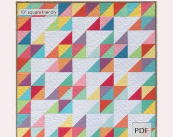 Triangle Twizzle Quilt PDF Pattern, Modern Quilt Pattern, Easy Triangle Quilt Pattern, HST Quilt Pattern, Beginner Modern Quilt Pattern