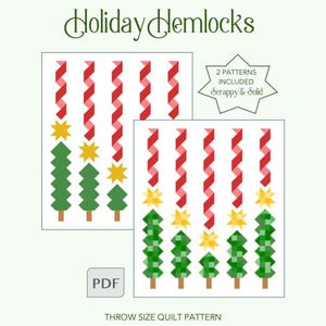 Scrappy & Solid Holiday Hemlocks Throw Quilt PDF Pattern, Christmas Quilt Pattern, Modern Christmas Quilt Pattern, Modern Quilt Pattern
