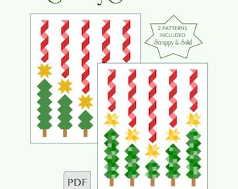 Scrappy & Solid Holiday Hemlocks Throw Quilt PDF Pattern, Christmas Quilt Pattern, Modern Christmas Quilt Pattern, Modern Quilt Pattern