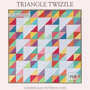 Triangle Twizzle Quilt PDF Pattern, Modern Quilt Pattern, Easy Triangle Quilt Pattern, HST Quilt Pattern, Beginner Modern Quilt Pattern
